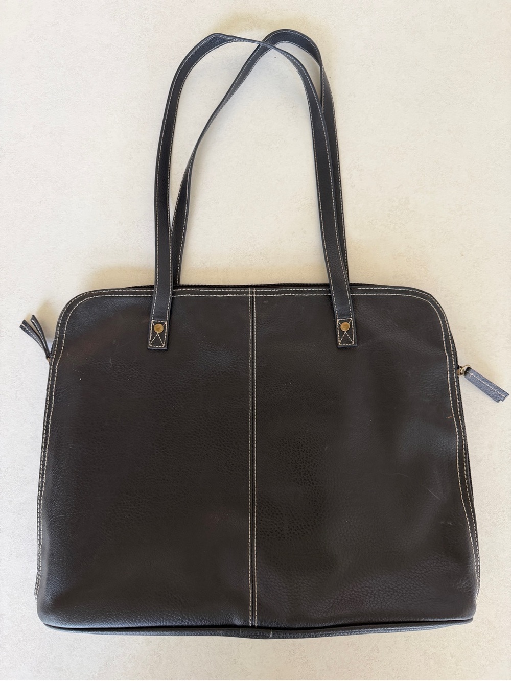 Bueno Black Leather Laptop Tote Bag 12x16
